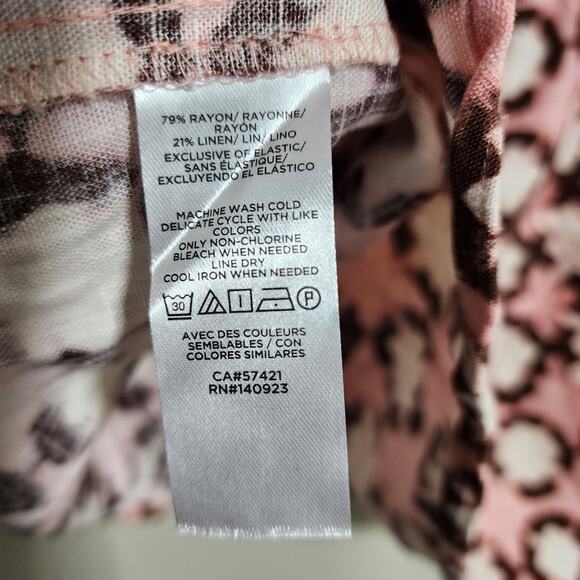 Loft NWT sunwashed linen blend floral smocked tie bow strap cami top womans sz M - Picture 8 of 10